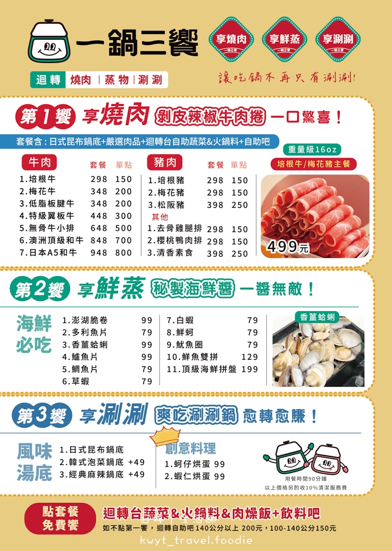 [板橋府中火鍋烤肉]一鍋三饗，火鍋烤肉蒸物三吃！迴轉火鍋食材無限量供應，捷運府中站美食推薦，附最新菜單